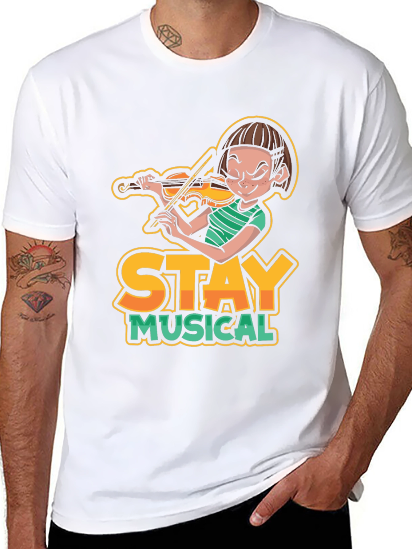 Stay Musical Violin Graphic Tee - Unisex