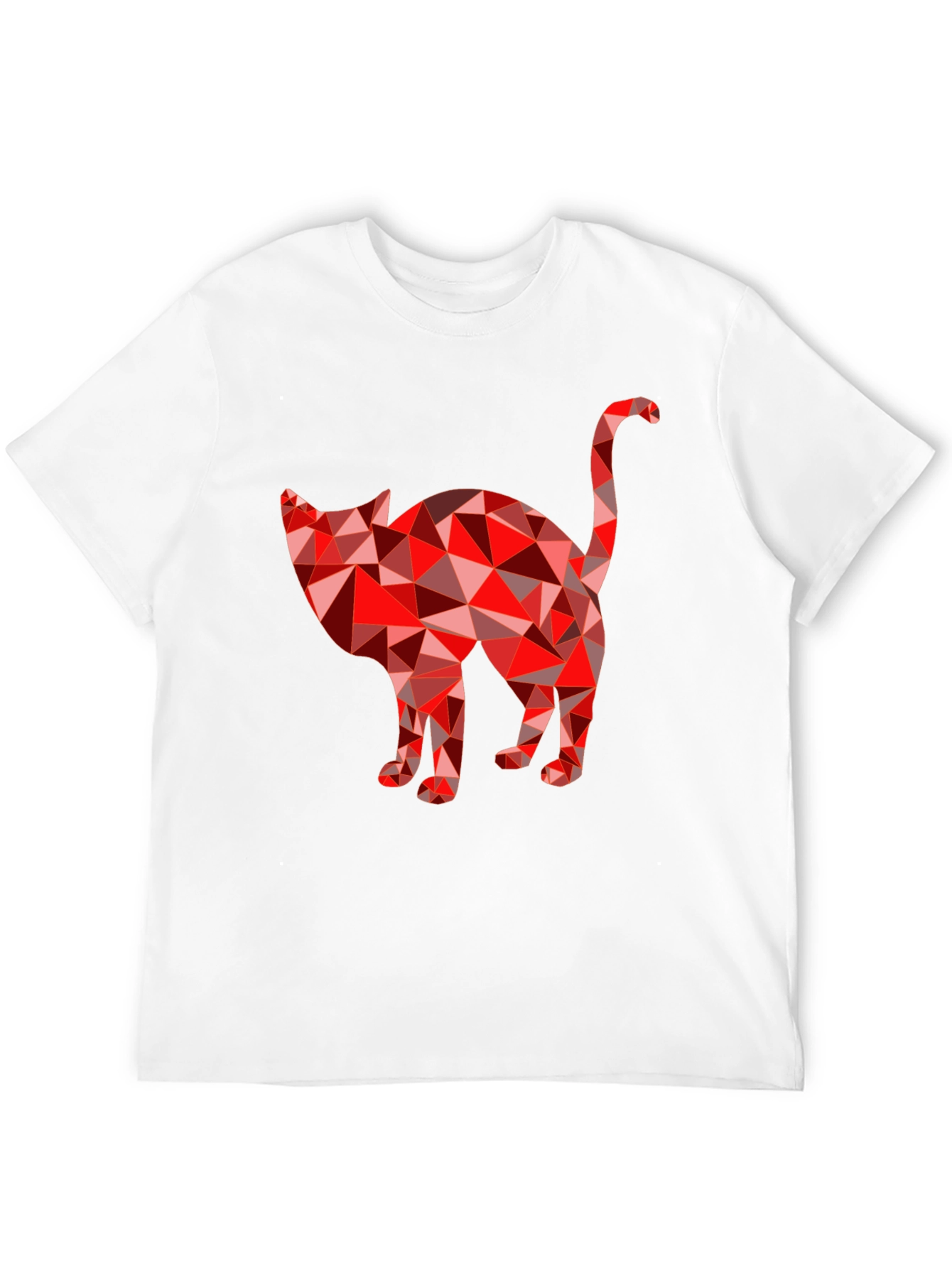 Geometric Cat Graphic T-Shirt - Modern Tee