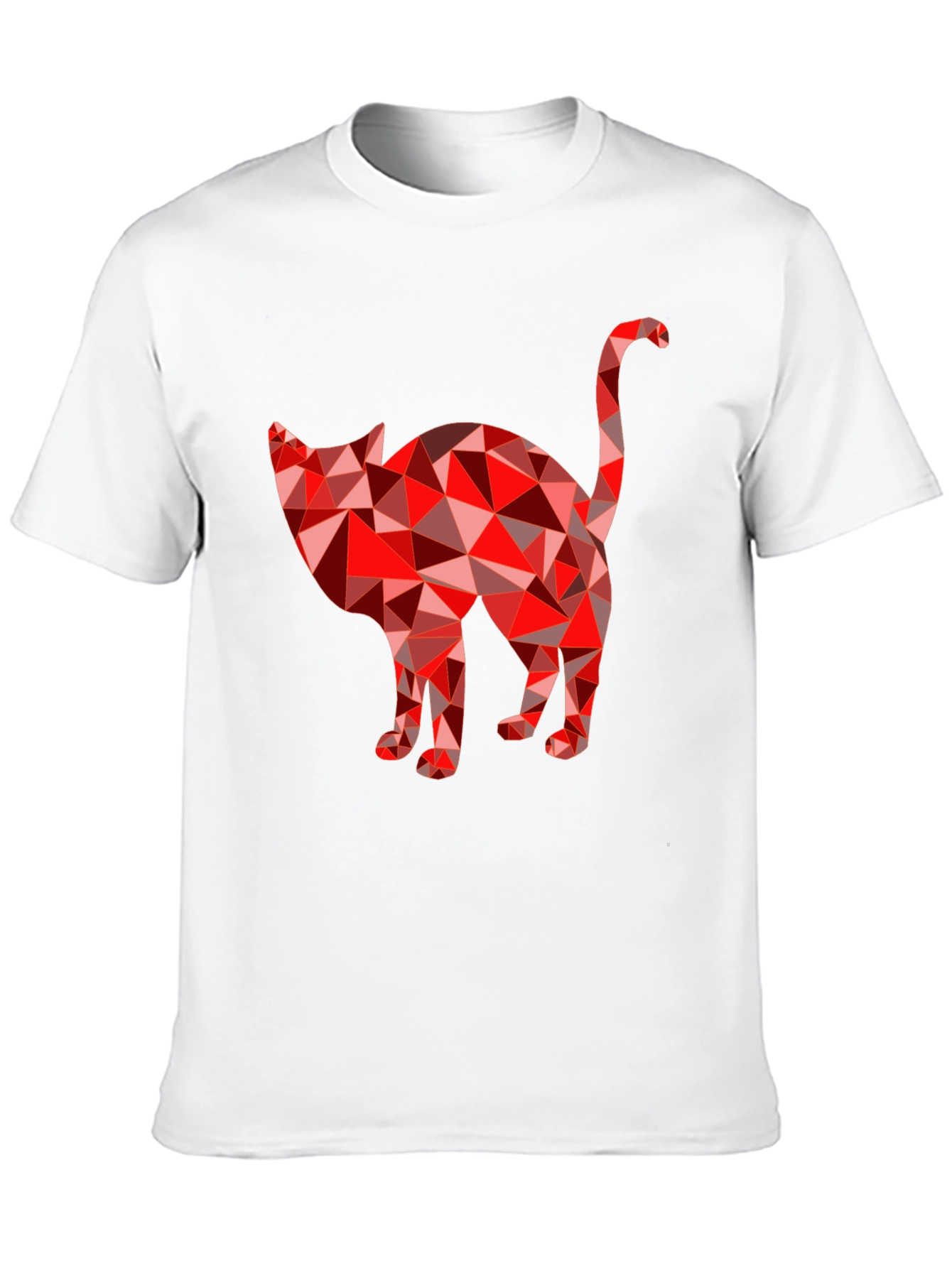 Geometric Cat Graphic T-Shirt - Modern Tee