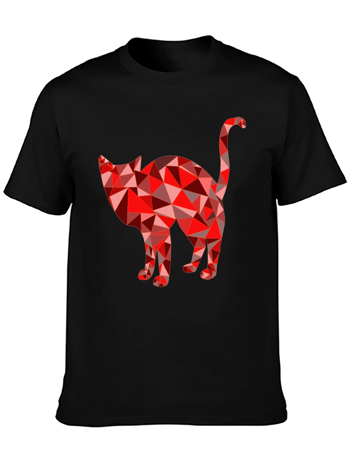 Geometric Cat Graphic T-Shirt - Modern Tee