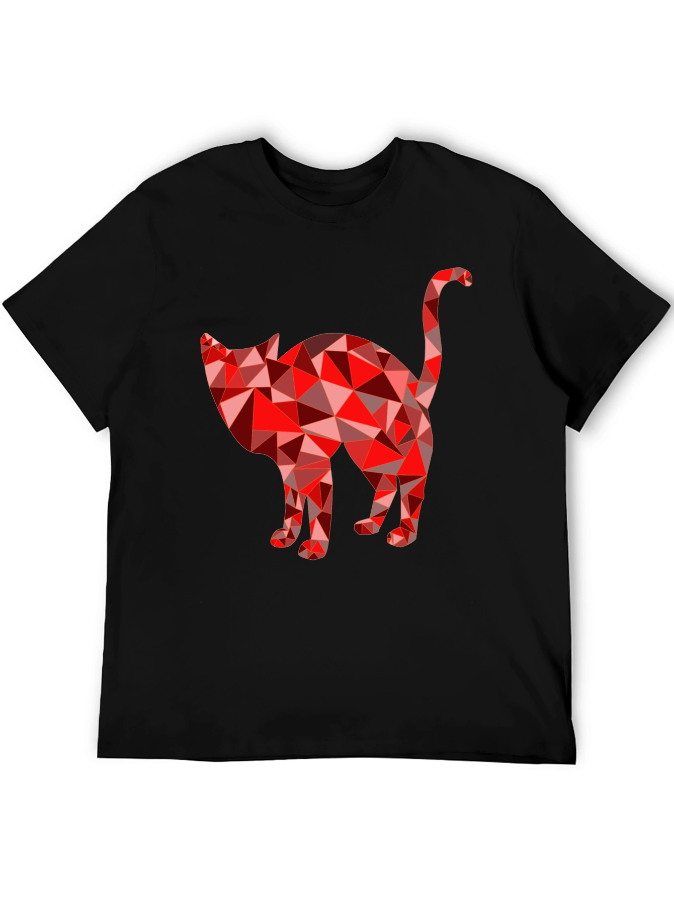 Geometric Cat Graphic T-Shirt - Modern Tee