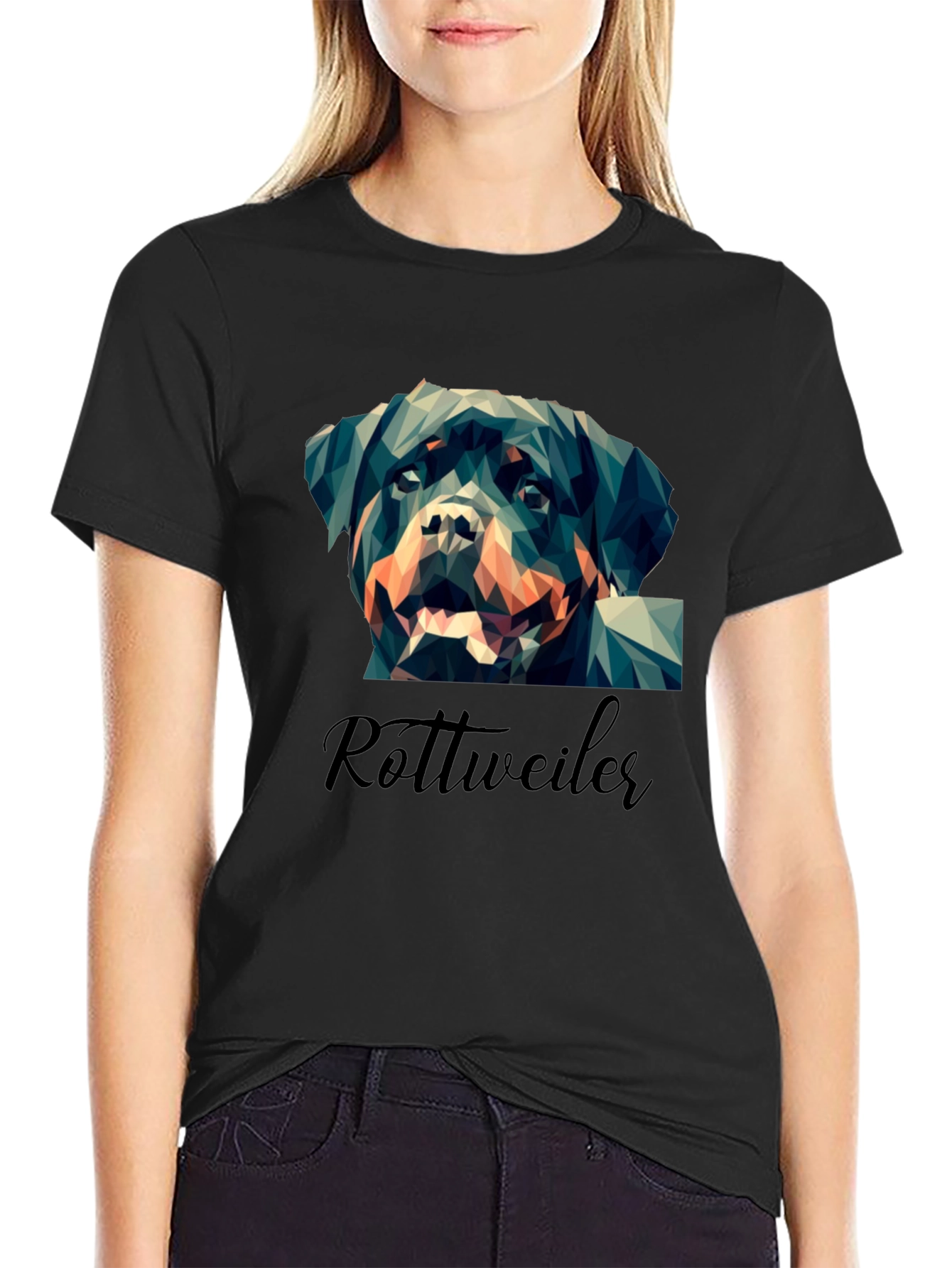 Geometric Rottweiler Graphic Print Tee