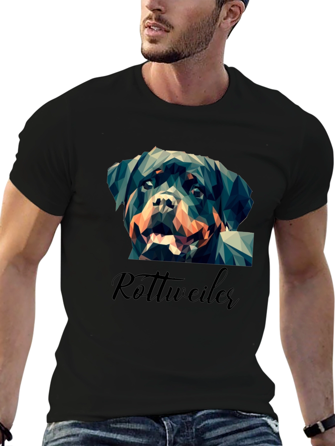 Geometric Rottweiler Graphic Print Tee