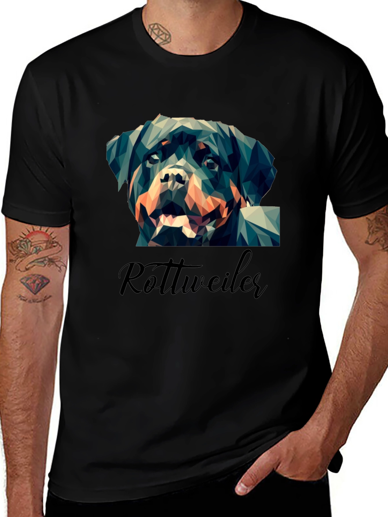 Geometric Rottweiler Graphic Print Tee