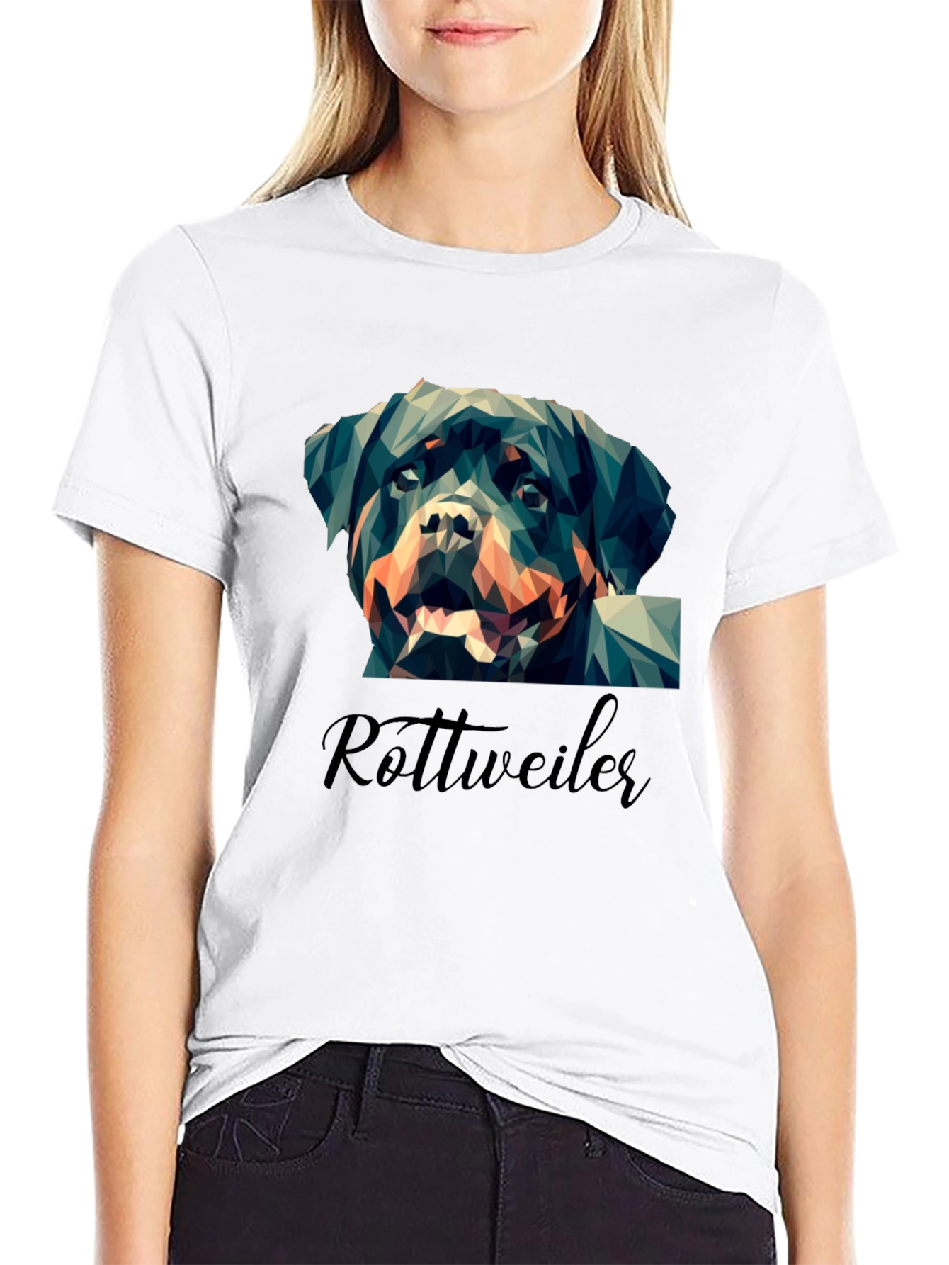 Geometric Rottweiler Graphic Print Tee