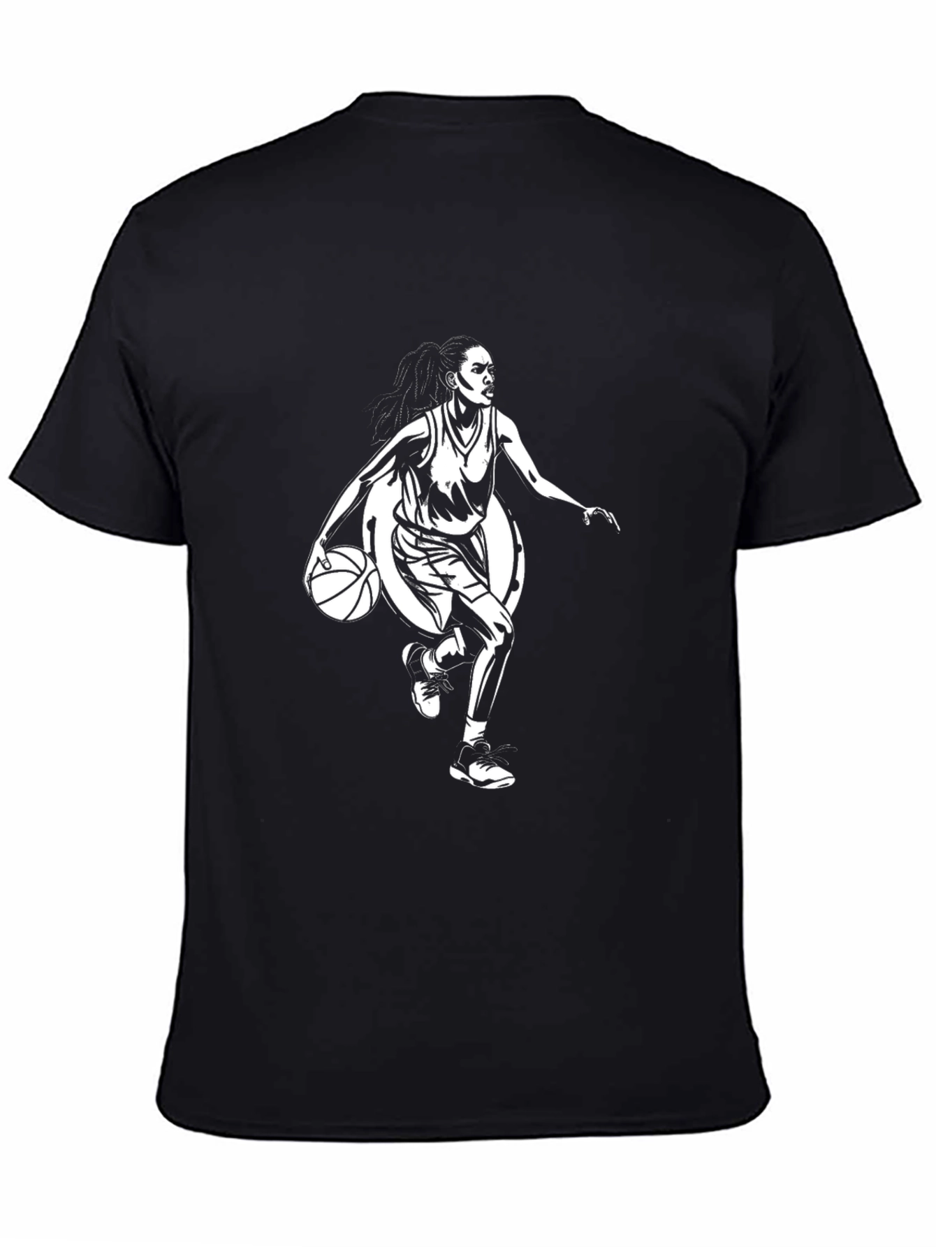 Graphic Tee: Woman Basketball Player Black T-Shirt