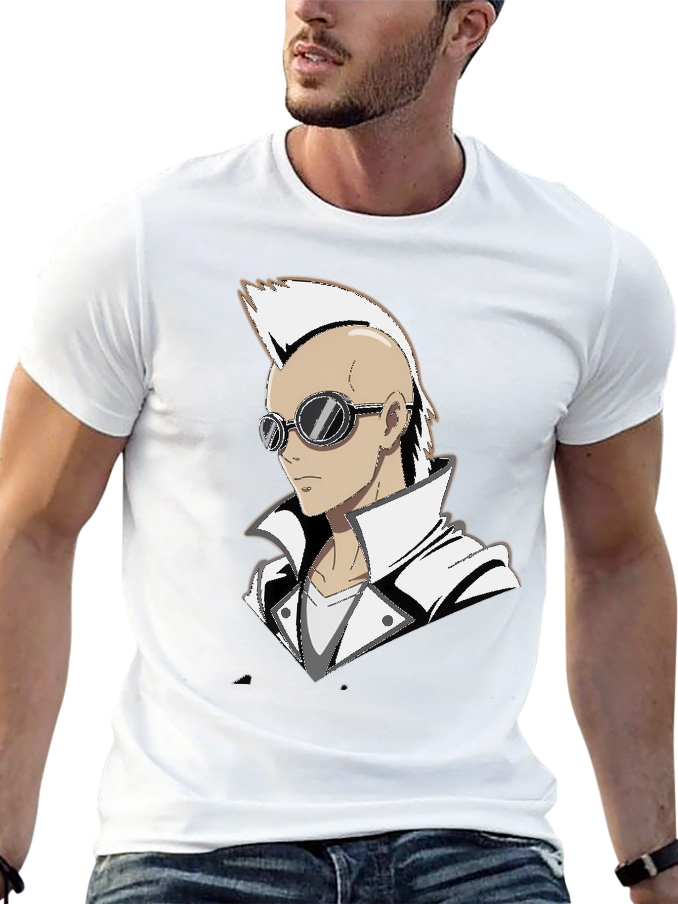 Anime Punk Graphic Tee - Black Cotton Shirt