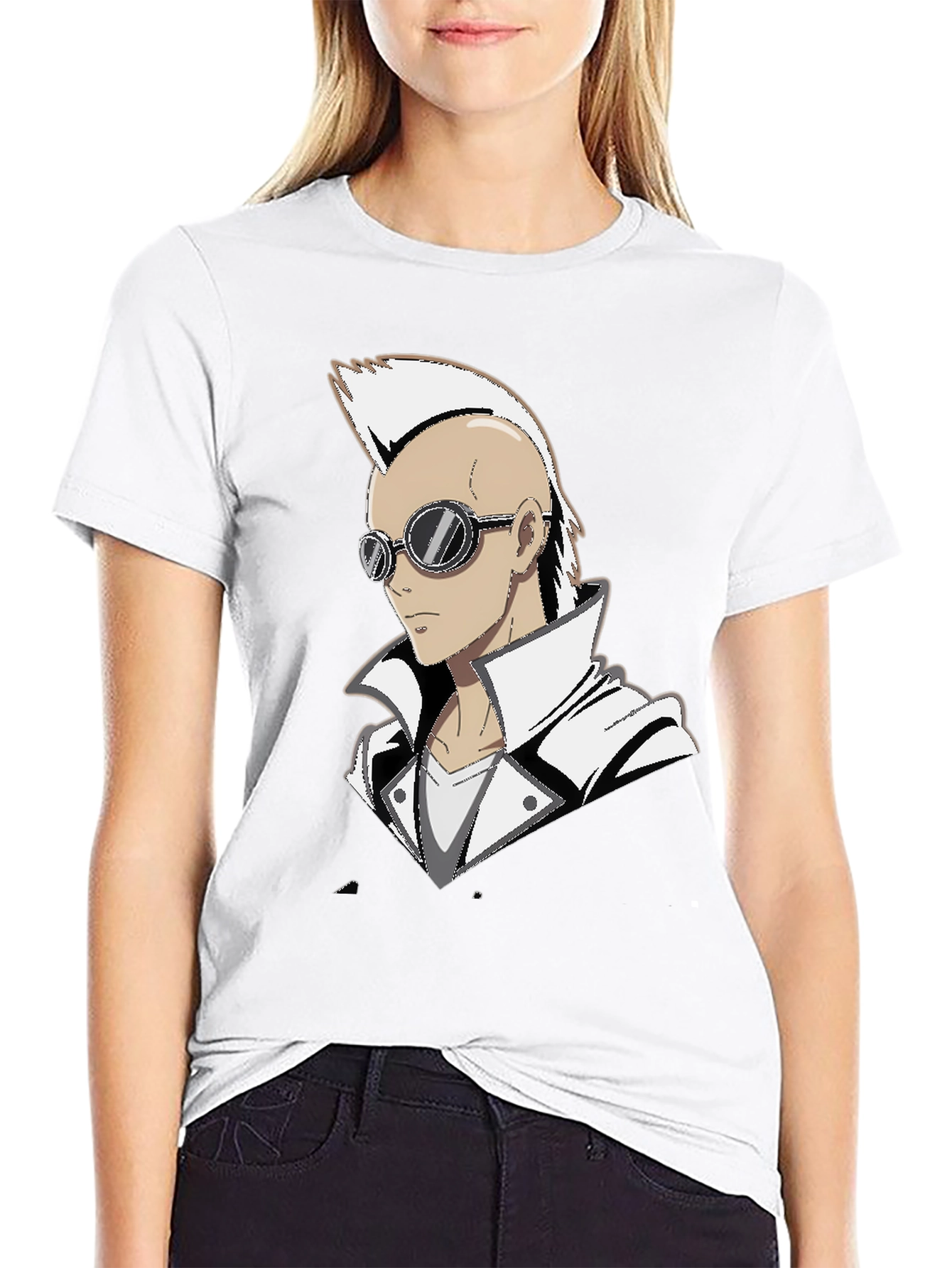 Anime Punk Graphic Tee - Black Cotton Shirt