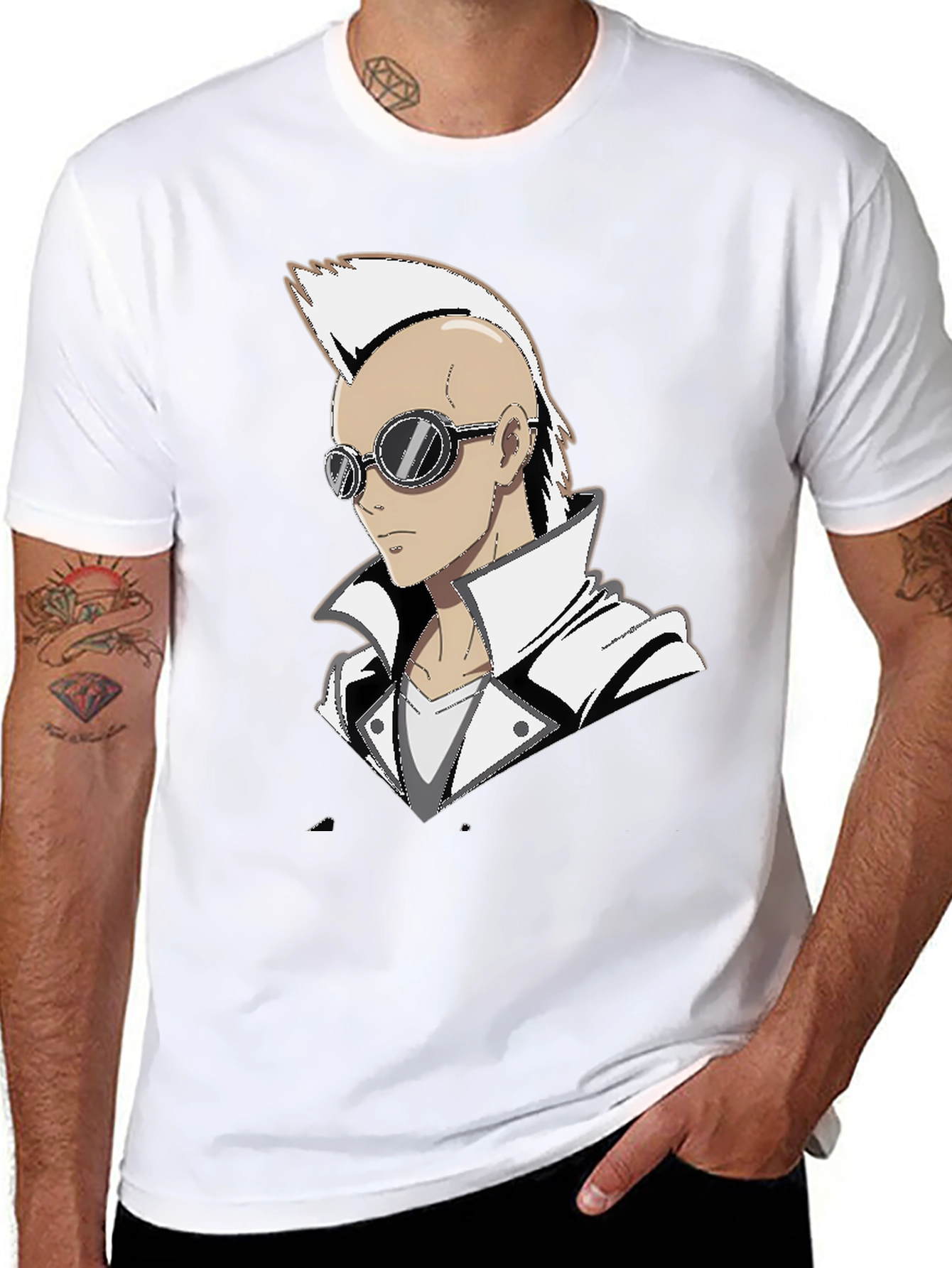Anime Punk Graphic Tee - Black Cotton Shirt