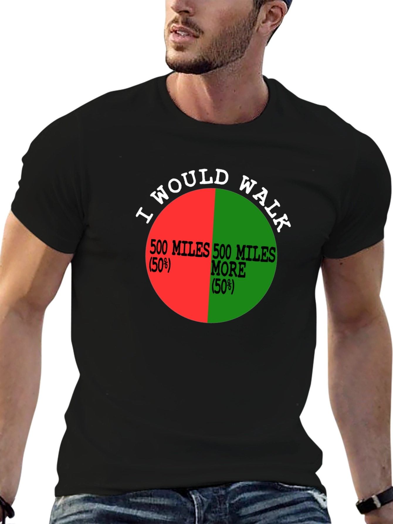 I Would Walk 500 Miles Funny Pie Chart T-Shirt
