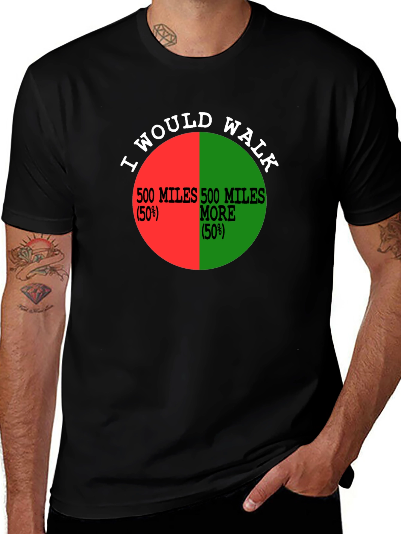 I Would Walk 500 Miles Funny Pie Chart T-Shirt