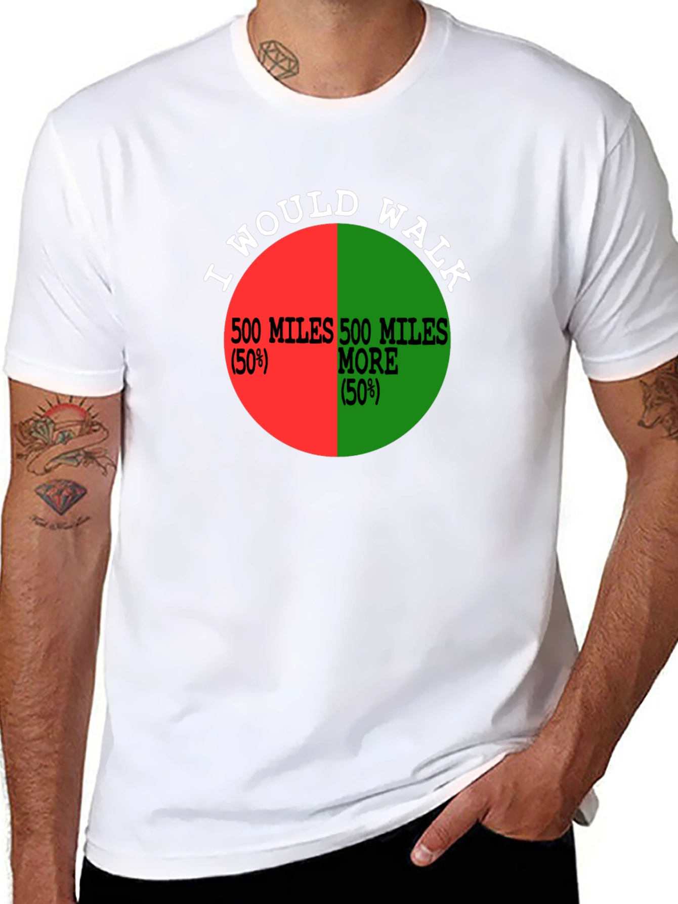 I Would Walk 500 Miles Funny Pie Chart T-Shirt