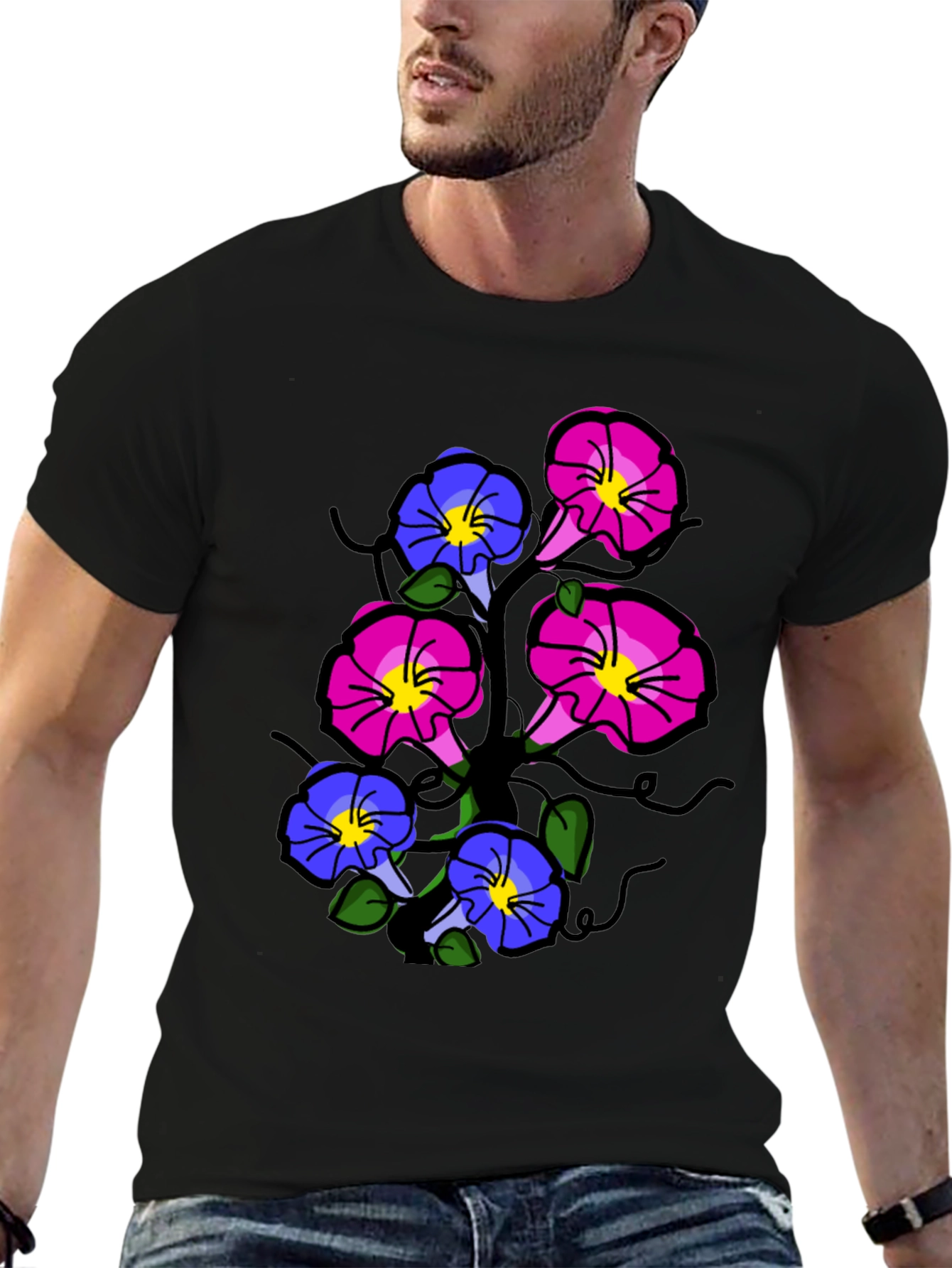 Floral Print T-Shirt - Unique Flower Design