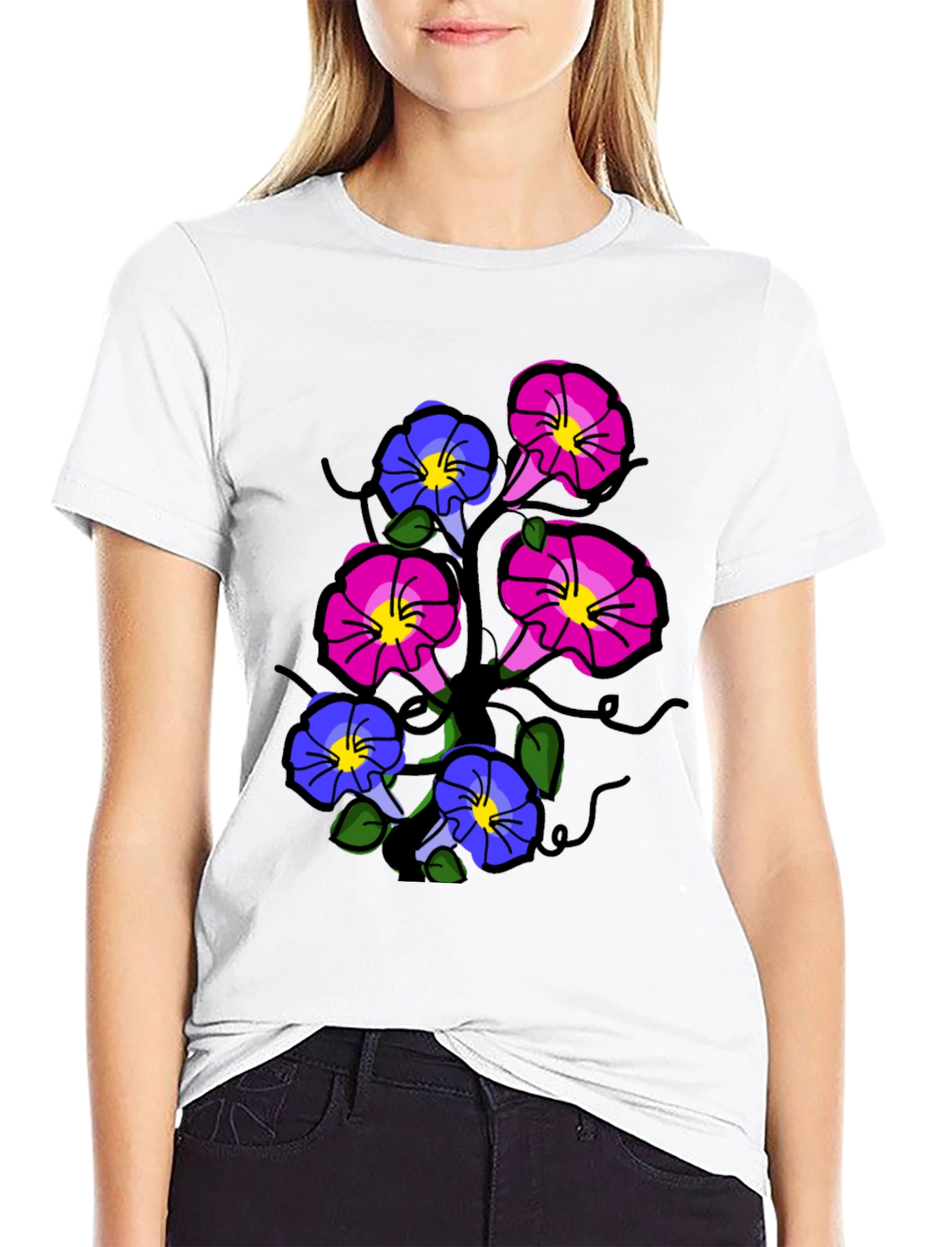 Floral Print T-Shirt - Unique Flower Design