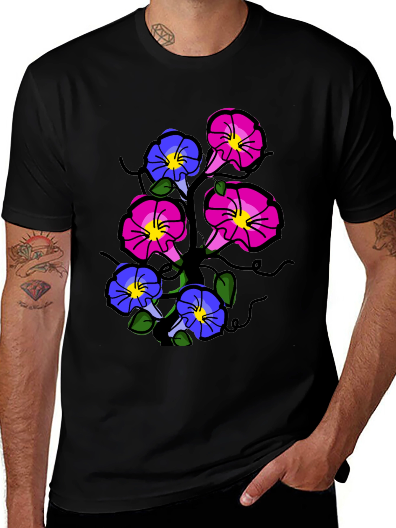 Floral Print T-Shirt - Unique Flower Design