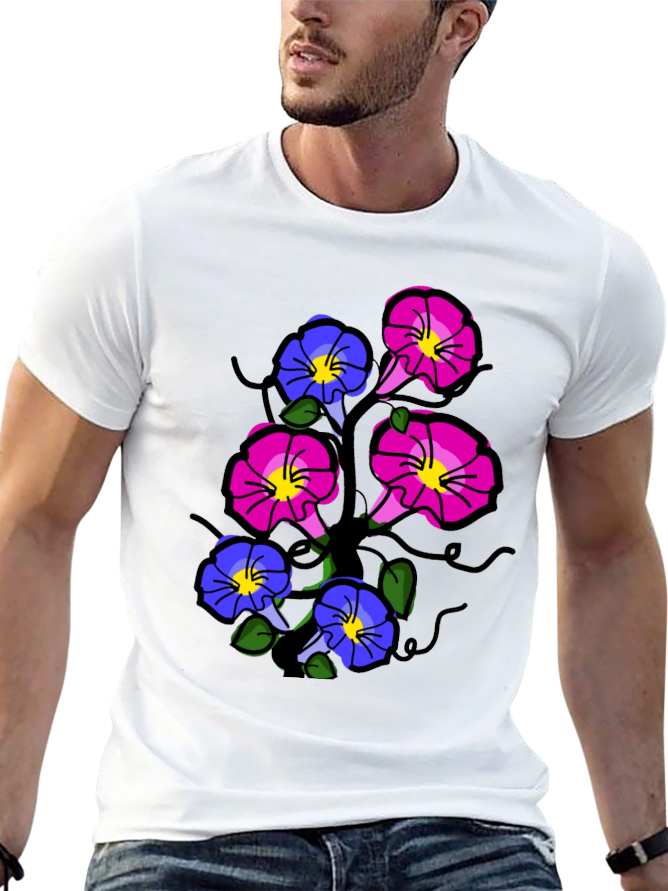 Floral Print T-Shirt - Unique Flower Design