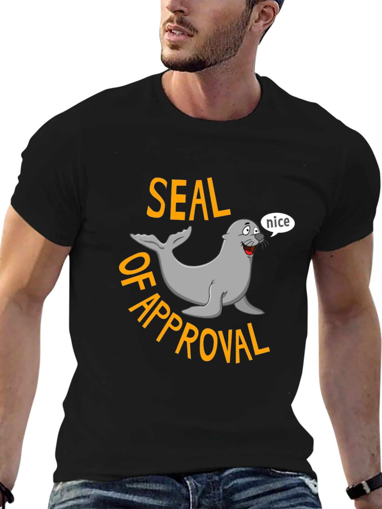 Seal of Approval Black T-Shirt - Funny Graphic Tee