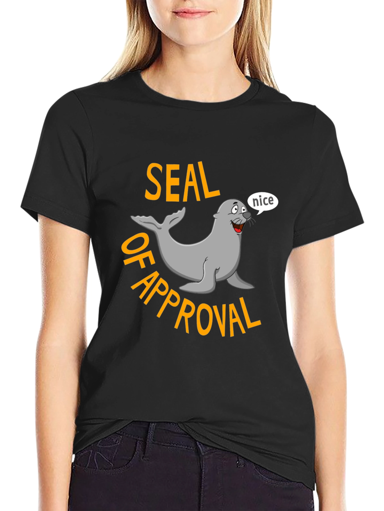 Seal of Approval Black T-Shirt - Funny Graphic Tee