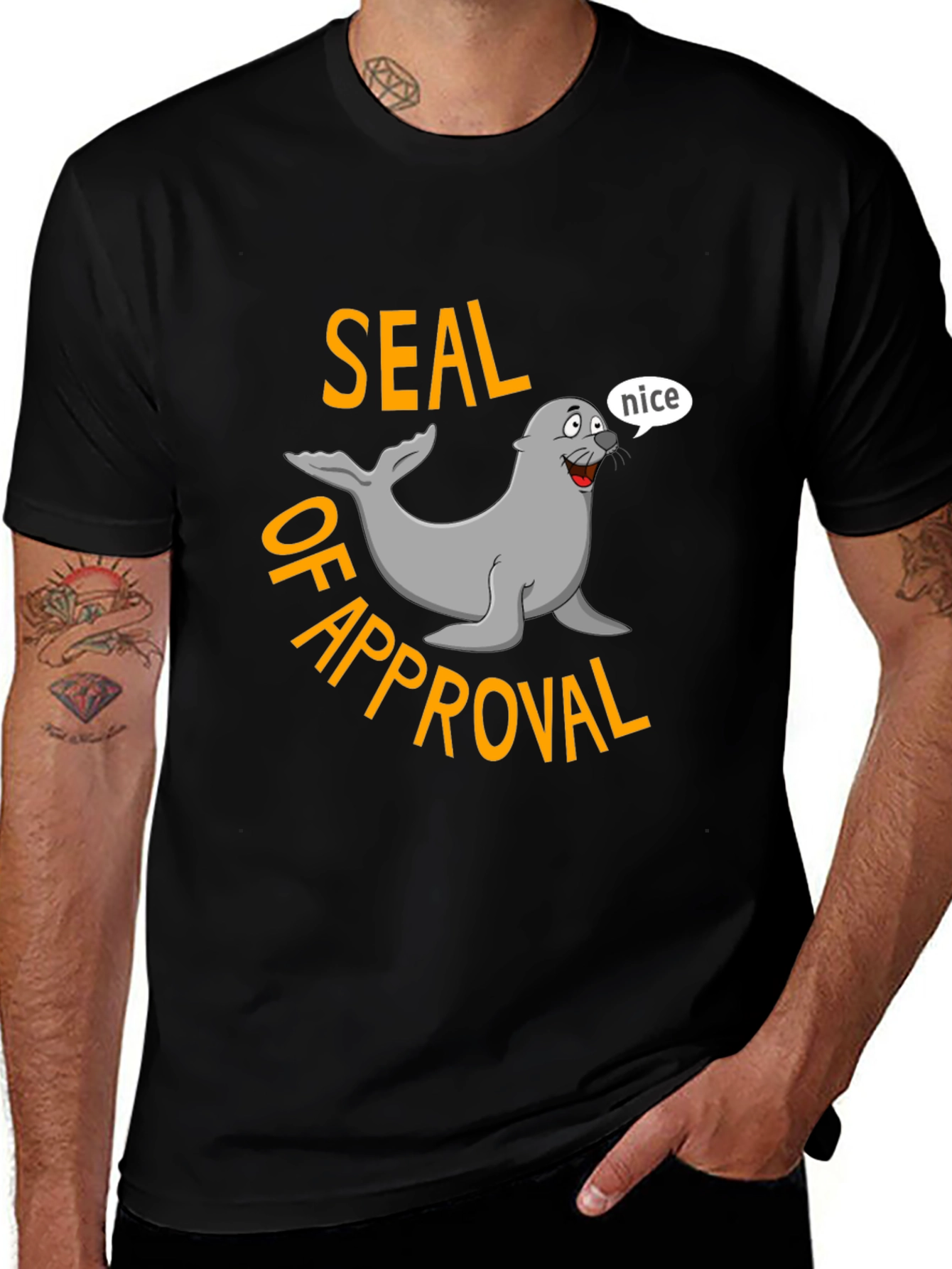 Seal of Approval Black T-Shirt - Funny Graphic Tee