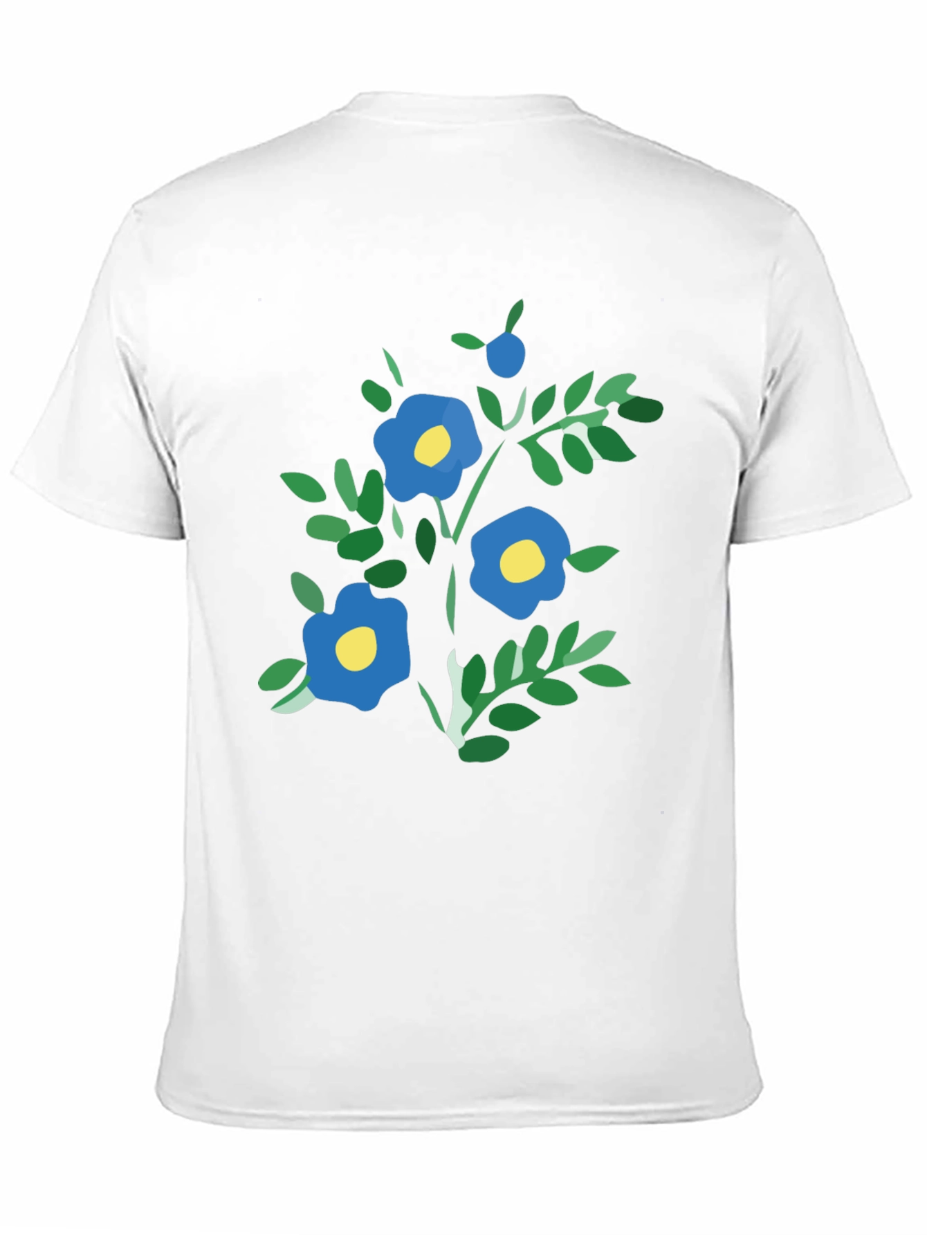 Black T-Shirt with Blue Floral Print