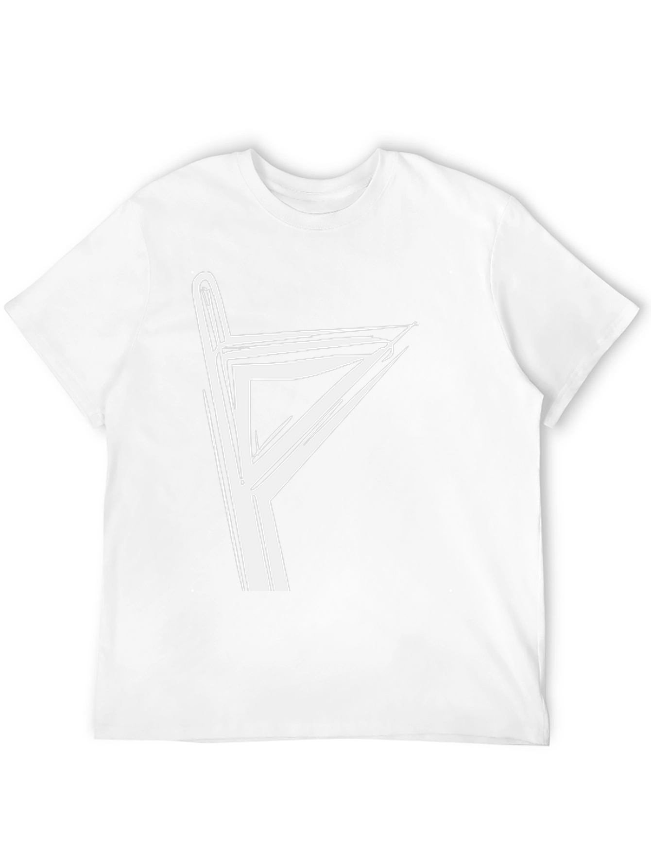 Graphic Tee with White Rune Design - Black