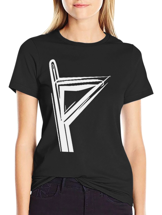 Graphic Tee with White Rune Design - Black