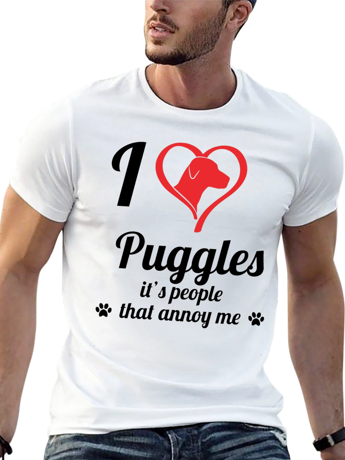 I Heart Puggles Black T-Shirt - Dog Lover Tee