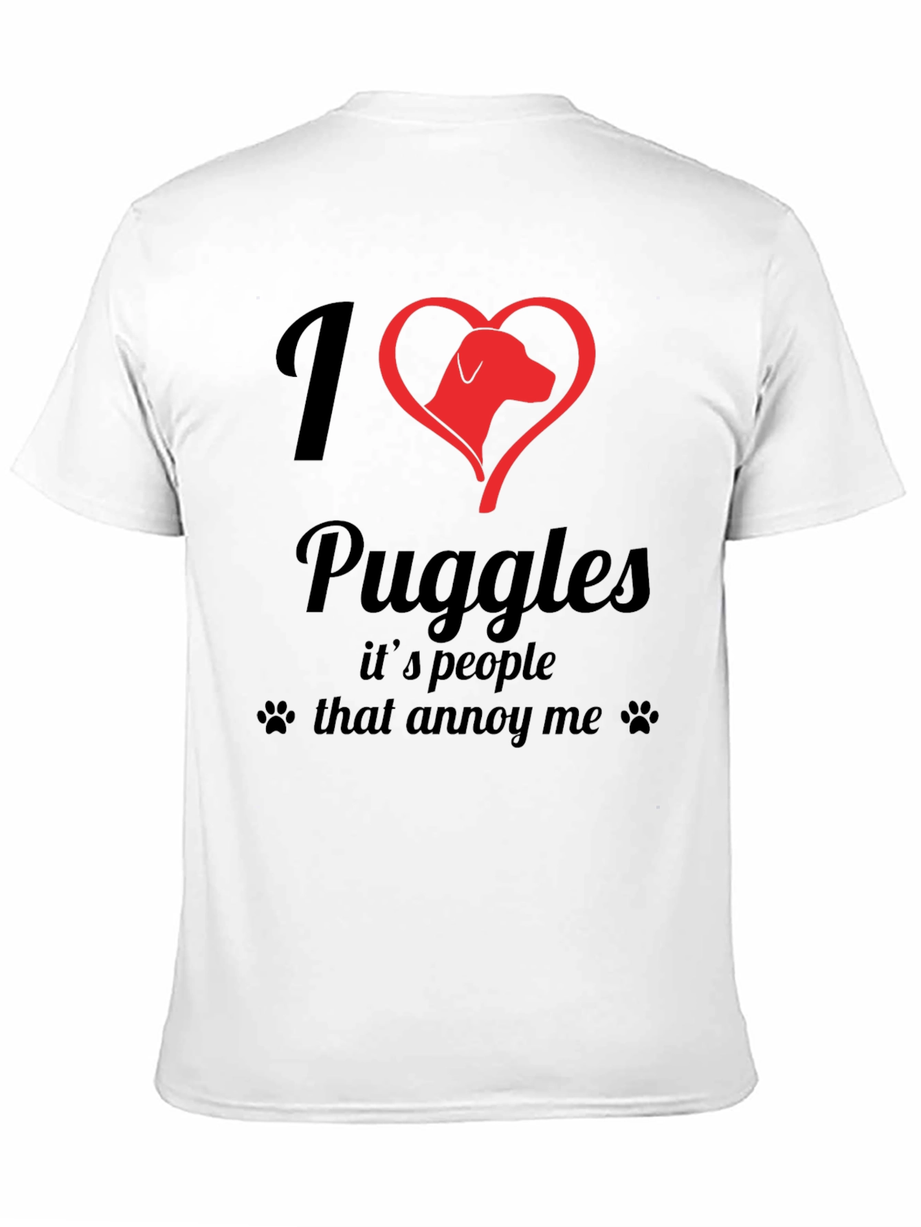 I Heart Puggles Black T-Shirt - Dog Lover Tee