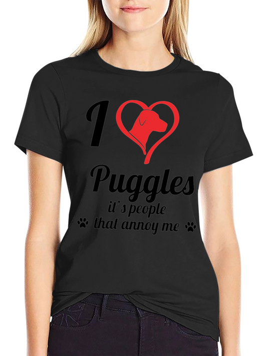 I Heart Puggles Black T-Shirt - Dog Lover Tee