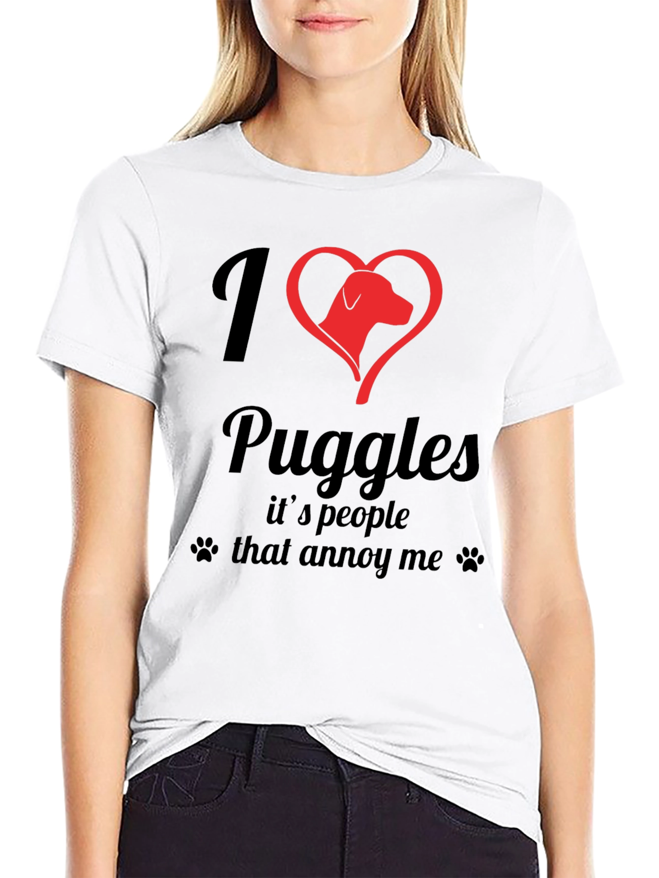 I Heart Puggles Black T-Shirt - Dog Lover Tee