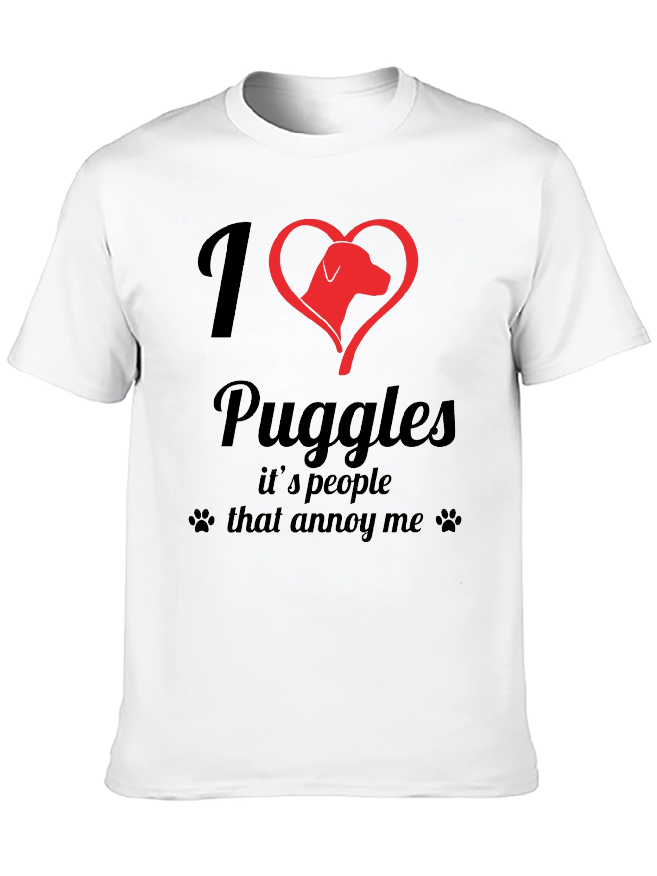 I Heart Puggles Black T-Shirt - Dog Lover Tee