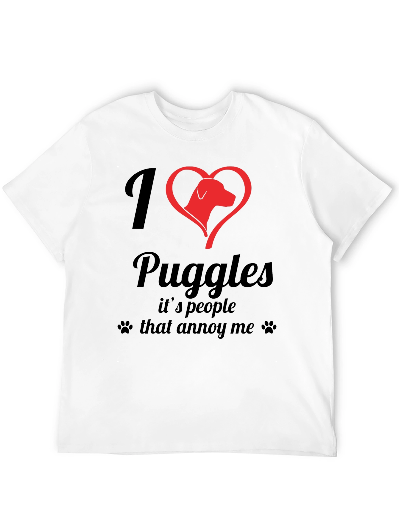 I Heart Puggles Black T-Shirt - Dog Lover Tee