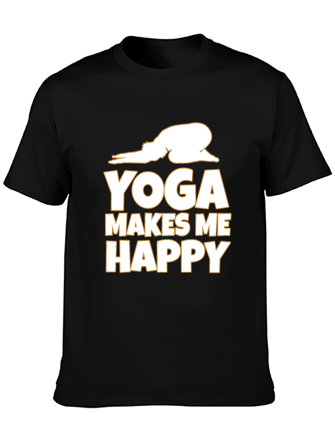Yoga Makes Me Happy Graphic Tee - Black
