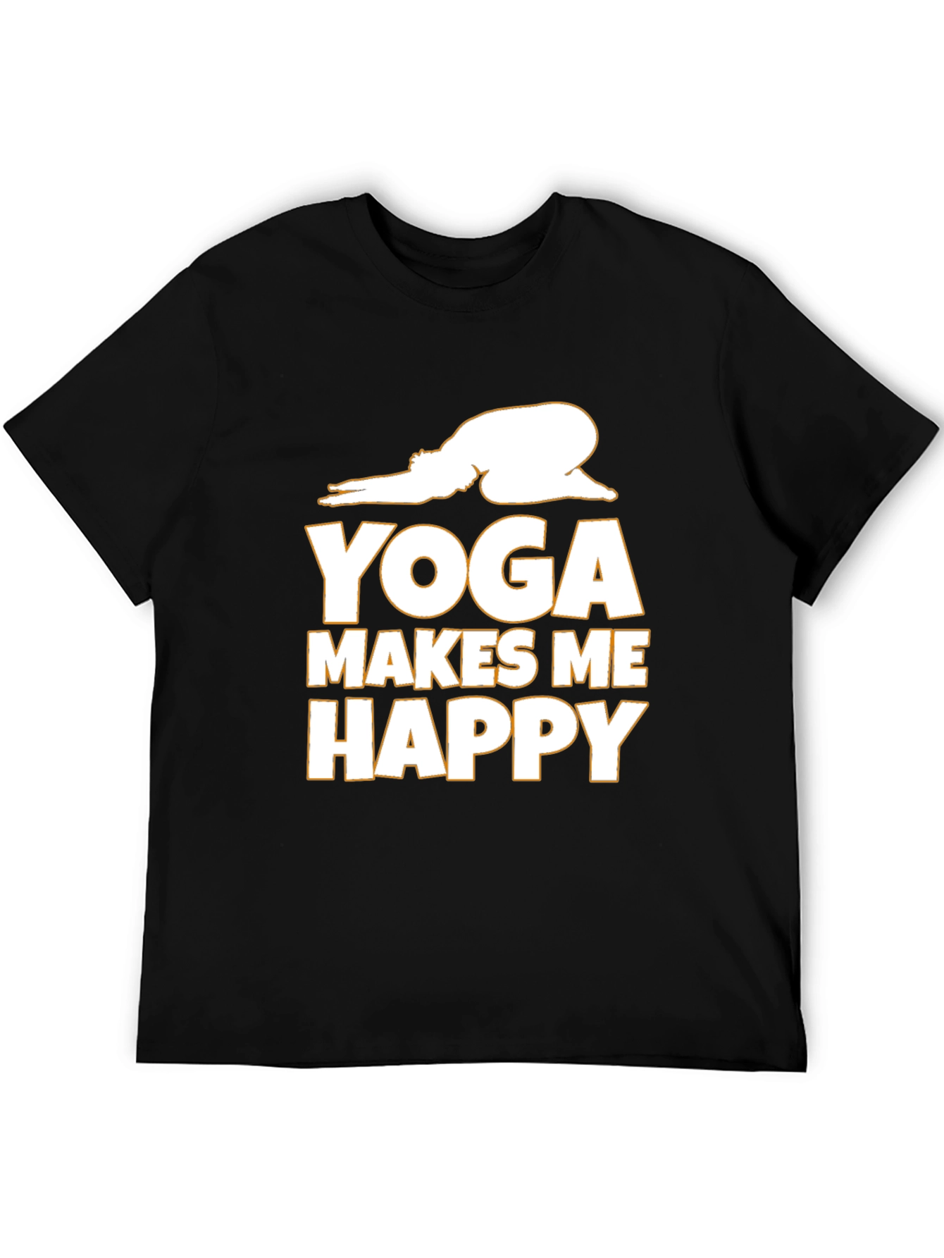 Yoga Makes Me Happy Graphic Tee - Black