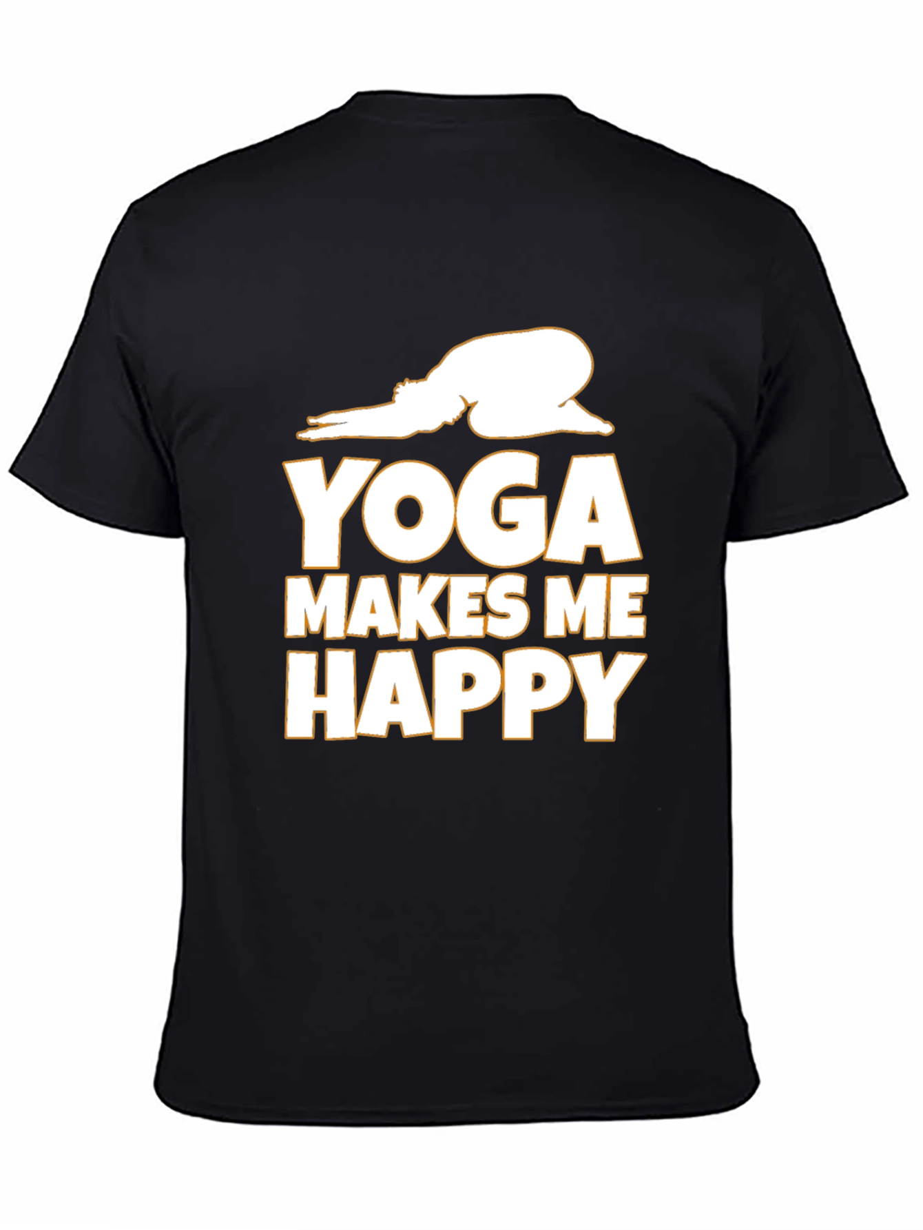 Yoga Makes Me Happy Graphic Tee - Black