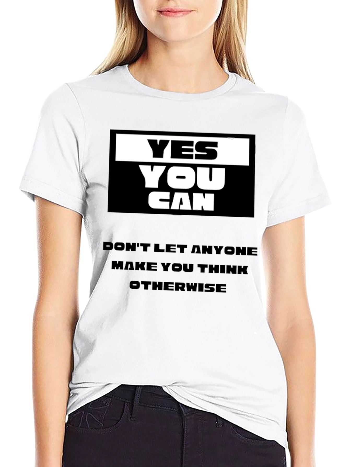 Yes You Can Black Graphic T-Shirt