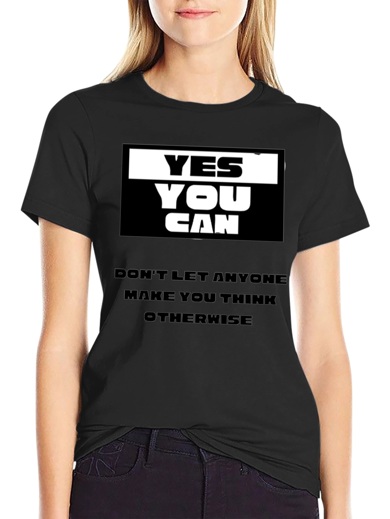 Yes You Can Black Graphic T-Shirt