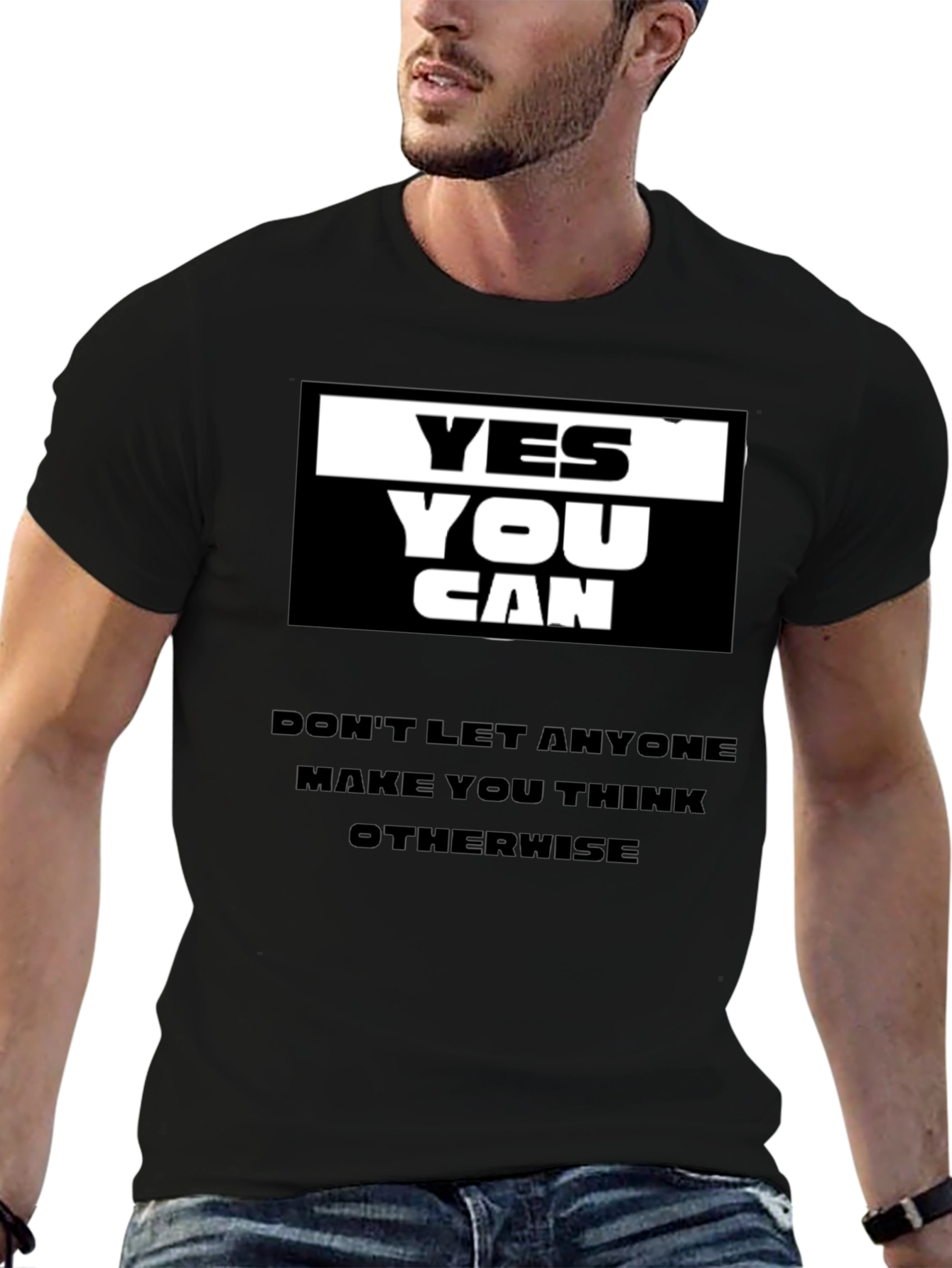 Yes You Can Black Graphic T-Shirt