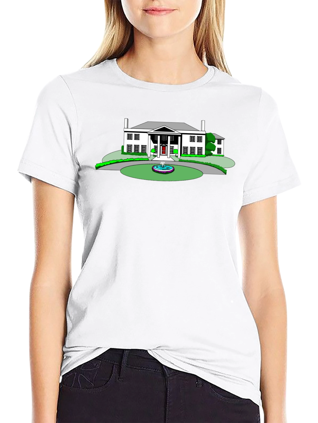 Mansion Graphic Tee - Black Crew Neck T-Shirt