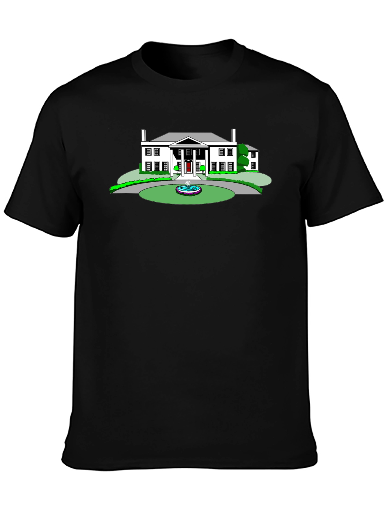 Mansion Graphic Tee - Black Crew Neck T-Shirt