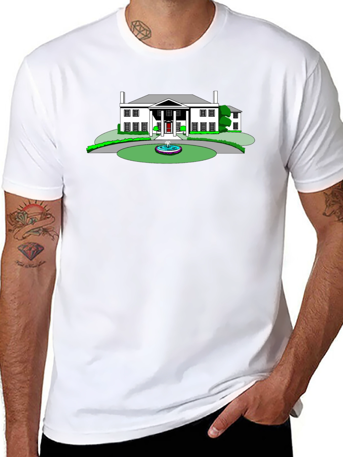 Mansion Graphic Tee - Black Crew Neck T-Shirt