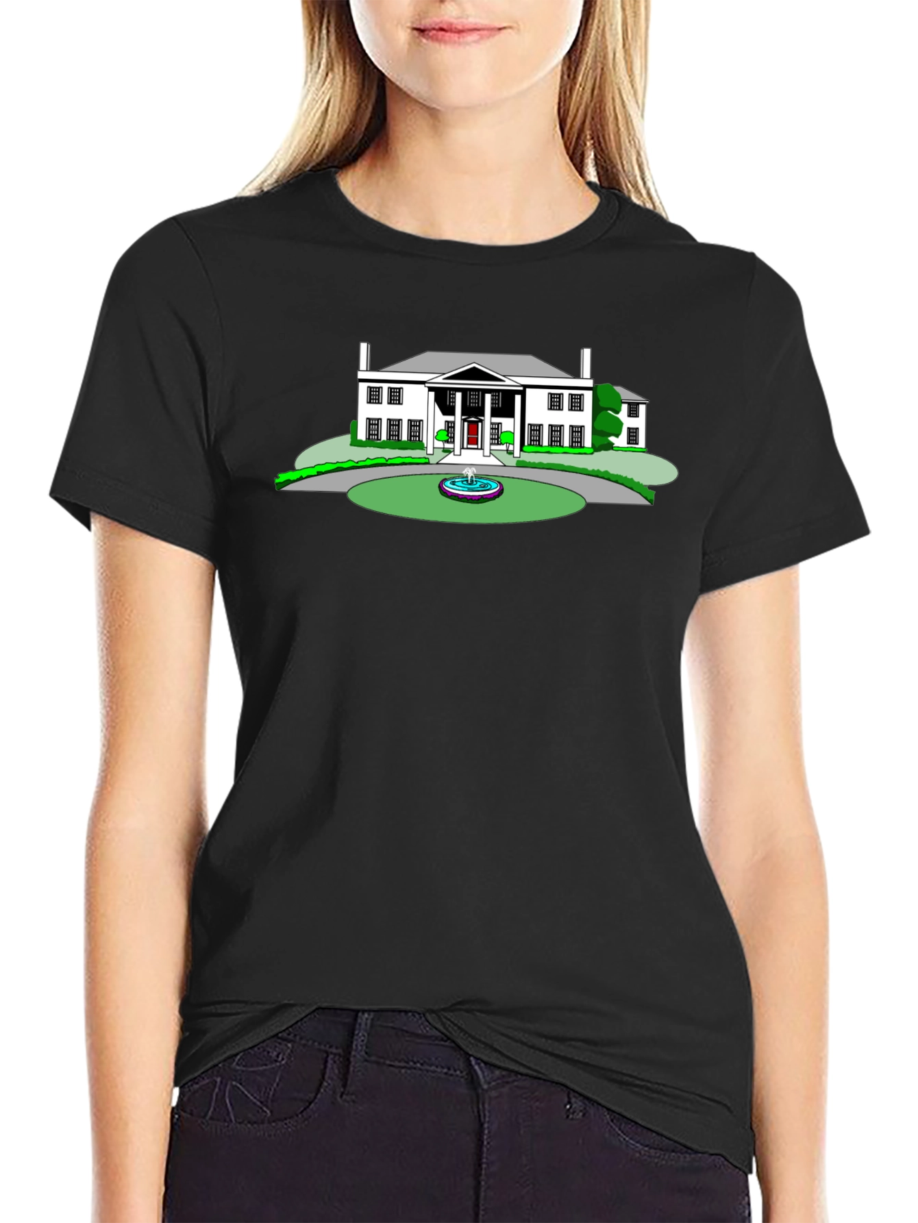 Mansion Graphic Tee - Black Crew Neck T-Shirt