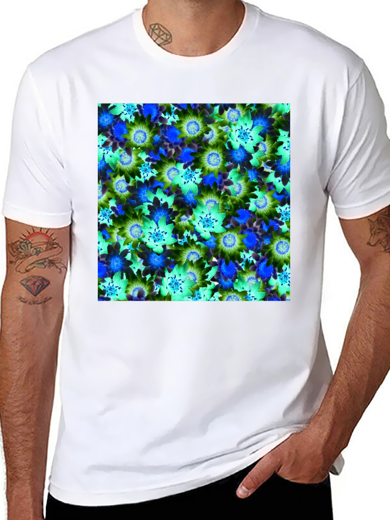 Floral Pattern T-Shirt - Vivid Design