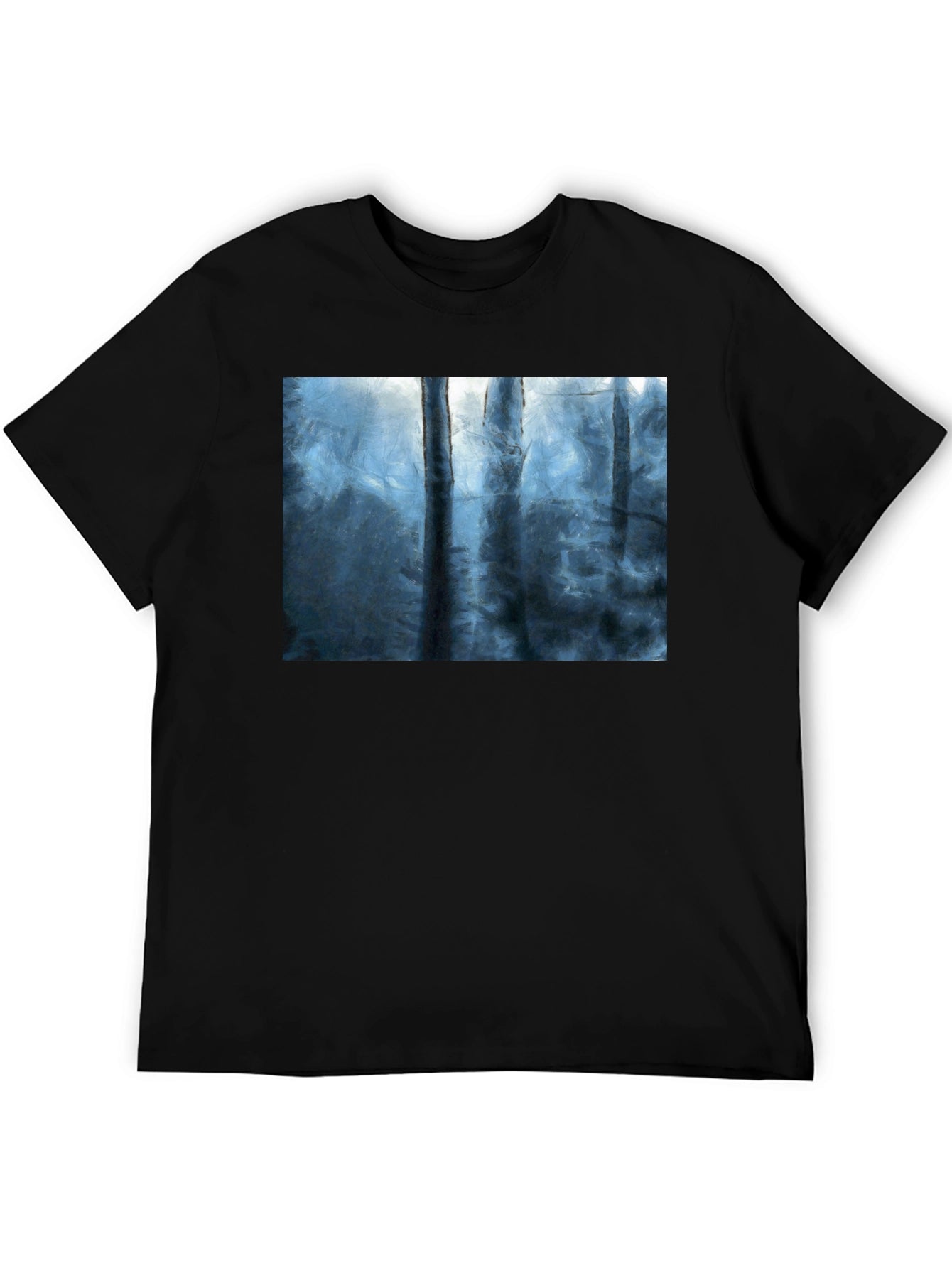 Abstract Forest Print Black T-Shirt