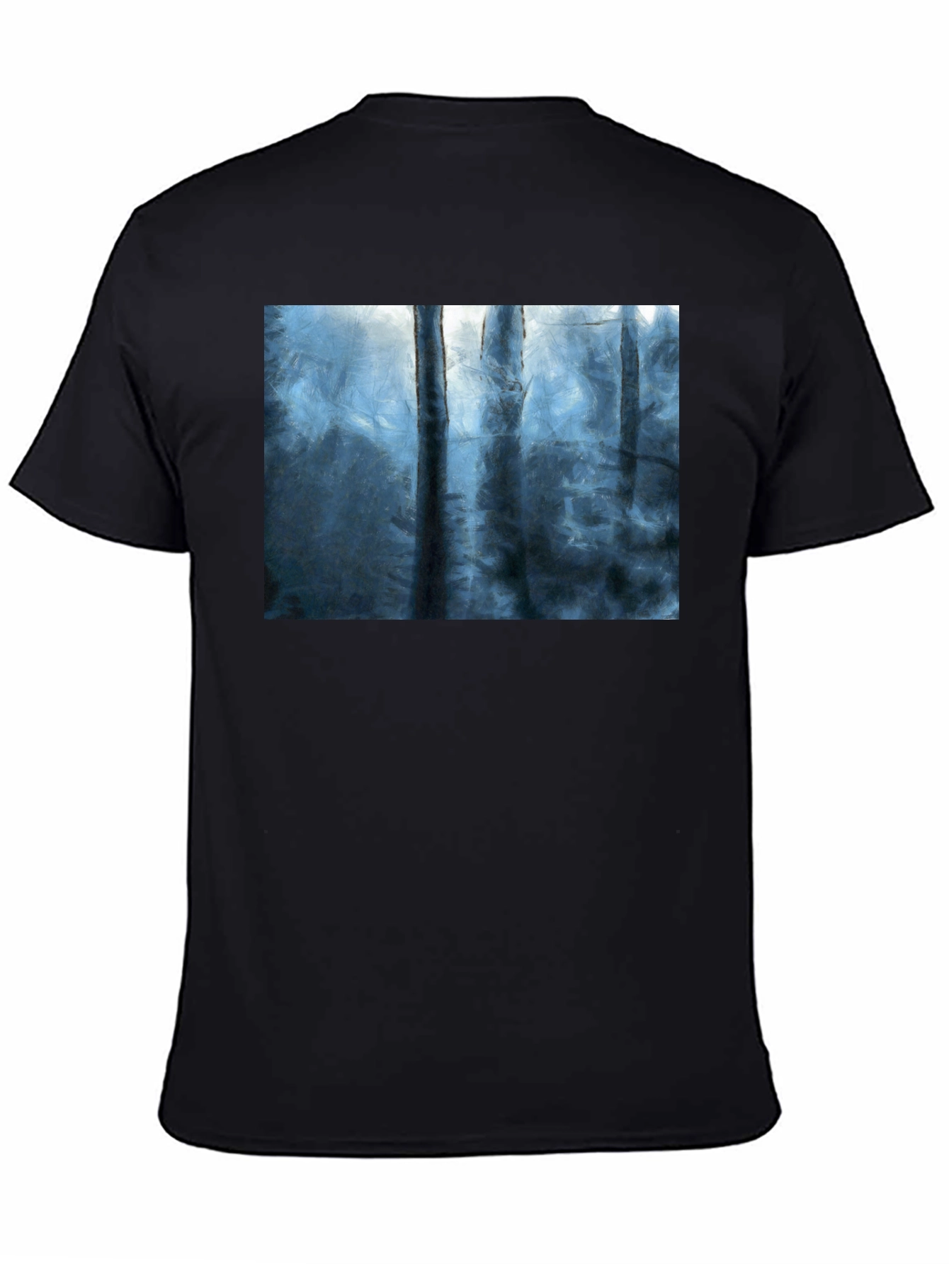Abstract Forest Print Black T-Shirt