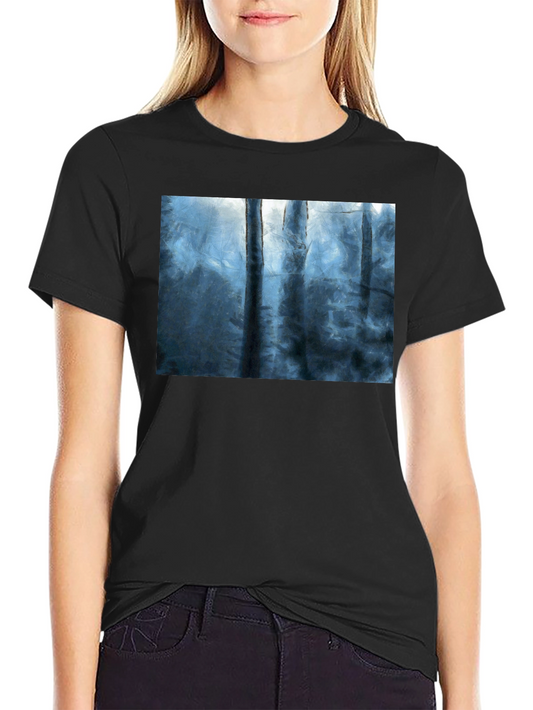 Abstract Forest Print Black T-Shirt