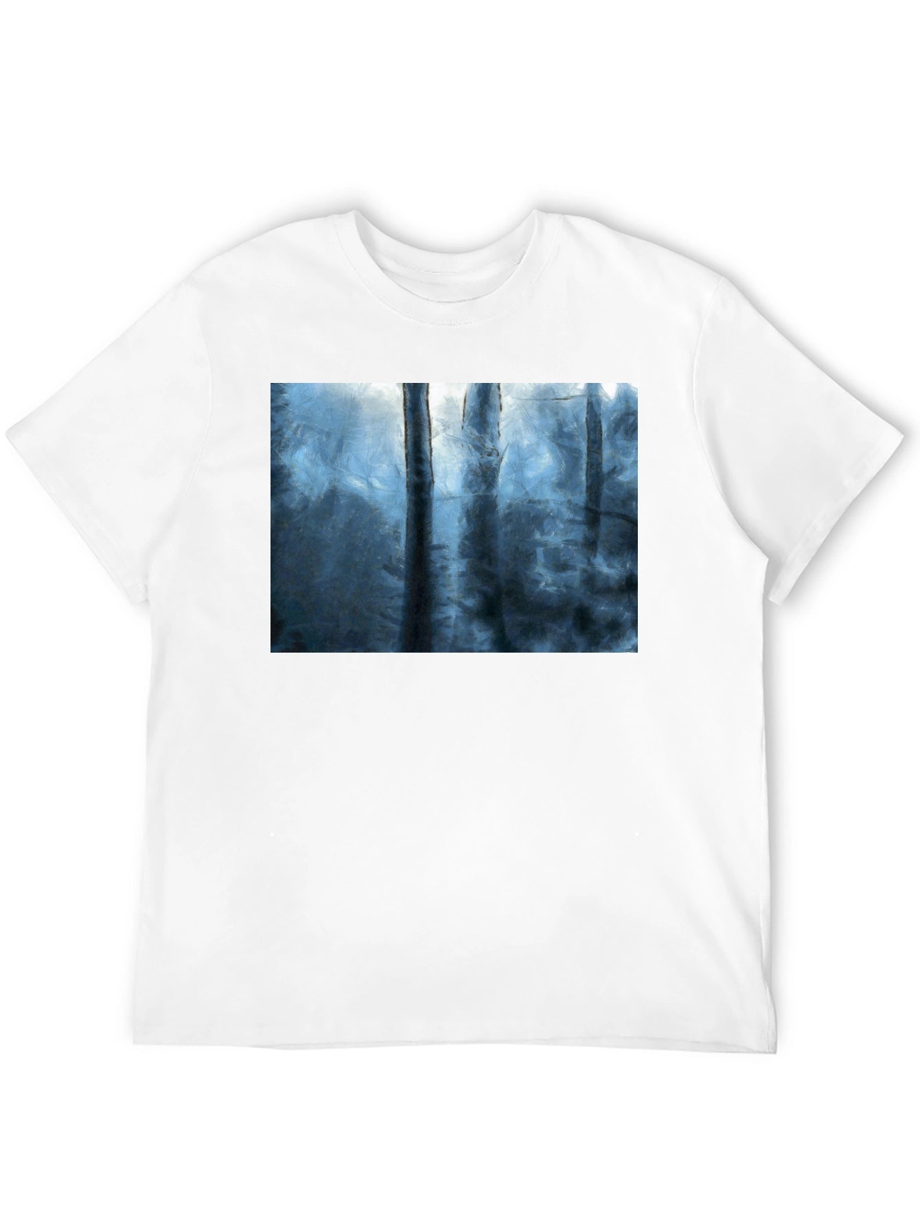 Abstract Forest Print Black T-Shirt