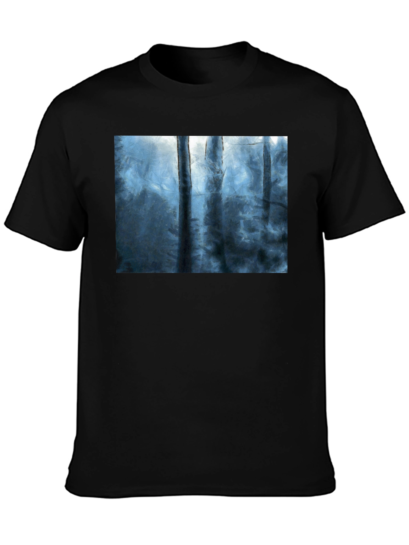 Abstract Forest Print Black T-Shirt
