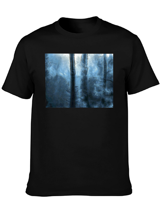 Abstract Forest Print Black T-Shirt
