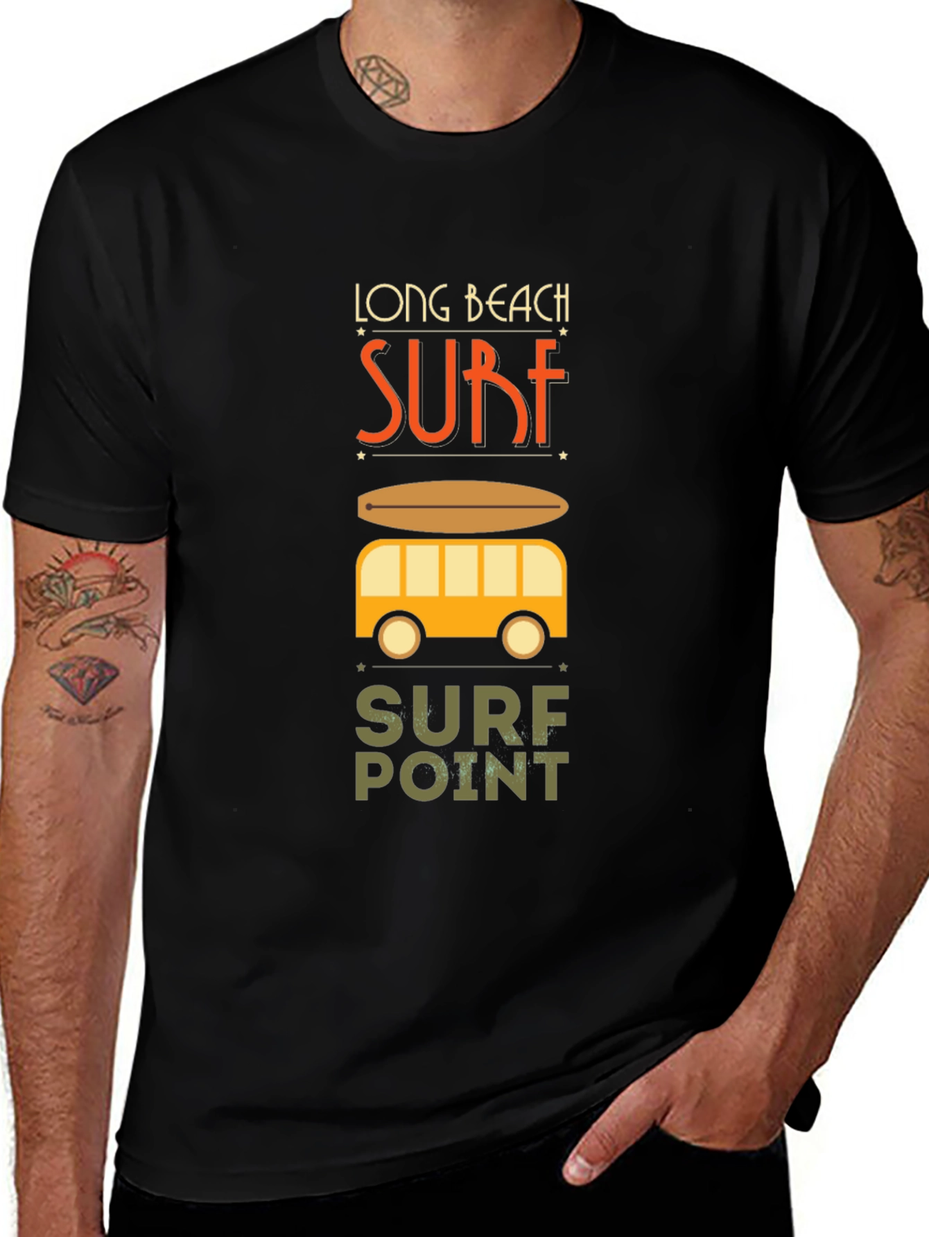 Long Beach Surf T-Shirt - Surfboard Beach Van Tee
